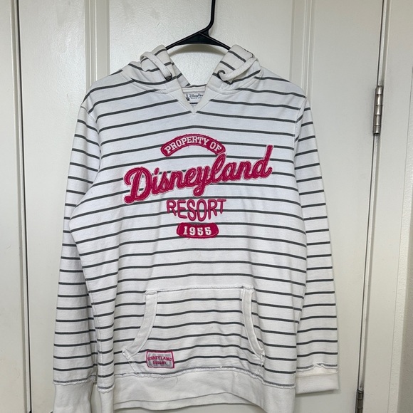 Disney White and Grey Striped Women’s Hoodie - Picture 1 of 5